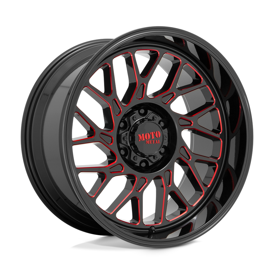 Moto Metal MO805 20x10 Gloss Black Milled w/Red Tint -18mm ET 87.1mm CB 6x135
