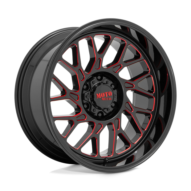 Moto Metal MO805 20x10 Gloss Black Milled w/Red Tint -18mm ET 125.1mm CB 8x165.1