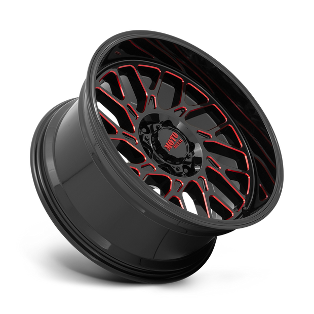 Moto Metal MO805 20x10 Gloss Black Milled w/Red Tint -18mm ET 125.1mm CB 8x165.1
