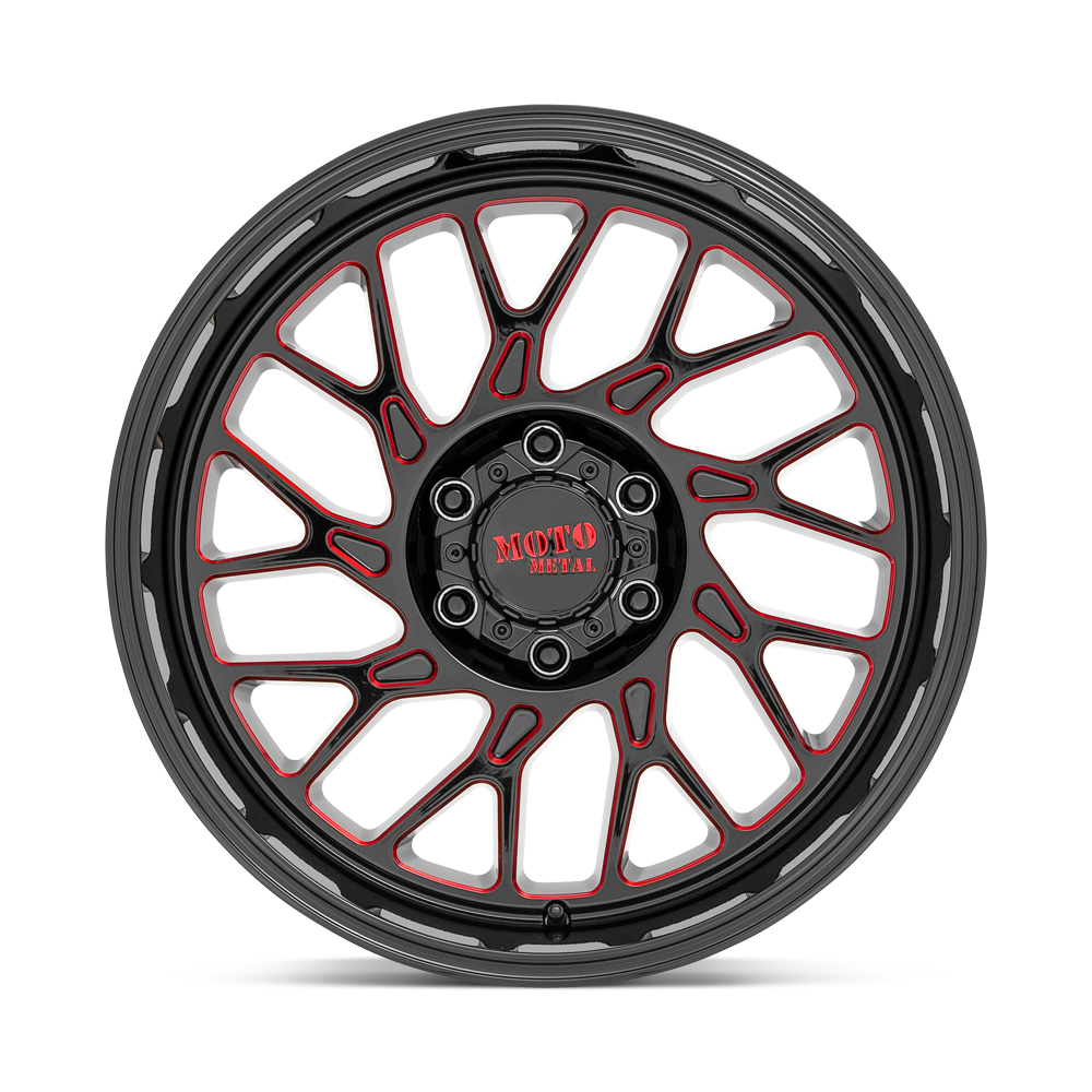 Moto Metal MO805 20x10 Gloss Black Milled w/Red Tint -18mm ET 87.1mm CB 6x135