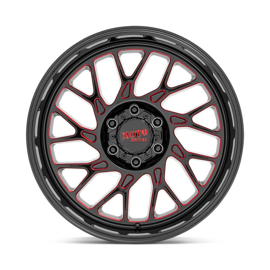 Moto Metal MO805 20x10 Gloss Black Milled w/Red Tint -18mm ET 87.1mm CB 6x135