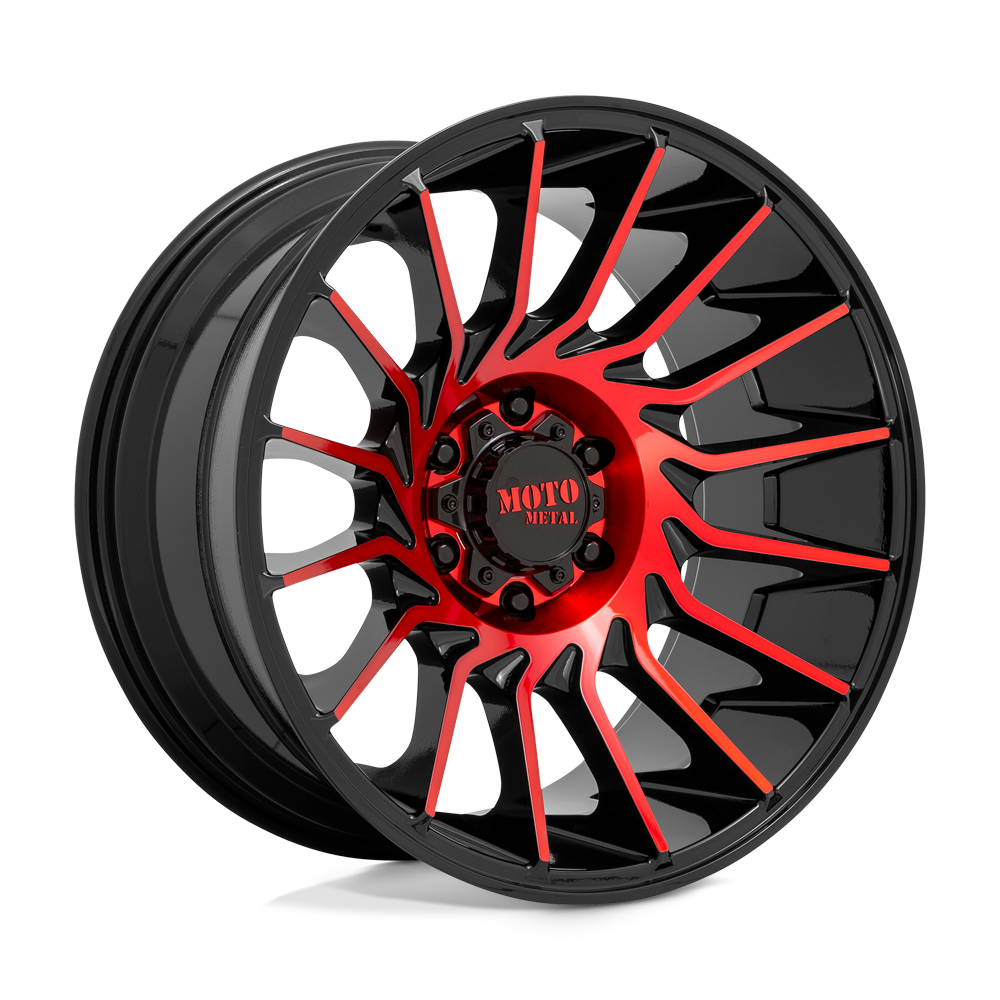 Moto Metal MO807 22x10 Gloss Black Machined w/Red Tint -18mm ET 87.1mm CB 6x135