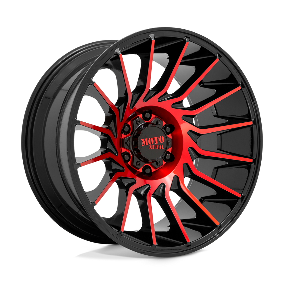 Moto Metal MO807 22x10 Gloss Black Machined w/Red Tint -18mm ET 87.1mm CB 6x135