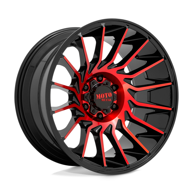 Moto Metal MO807 22x10 Gloss Black Machined w/Red Tint -18mm ET 87.1mm CB 6x135