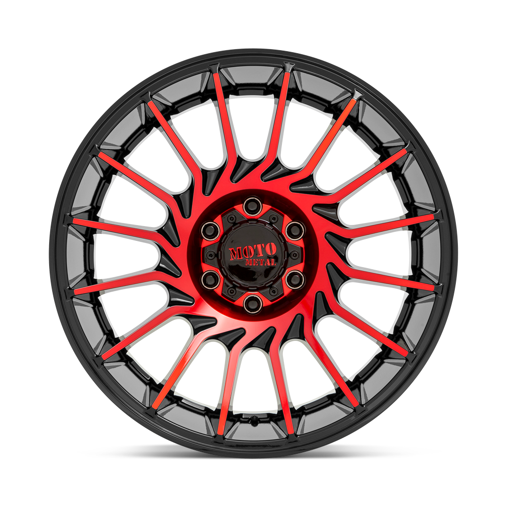 Moto Metal MO807 22x10 Gloss Black Machined w/Red Tint -18mm ET 87.1mm CB 6x135