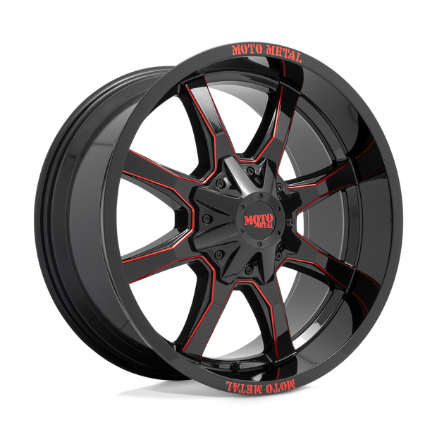 Moto Metal MO970 20x10 Gloss Black Machined w/Red Tinted Clear -24mm ET 125.5mm CB 8x165.1