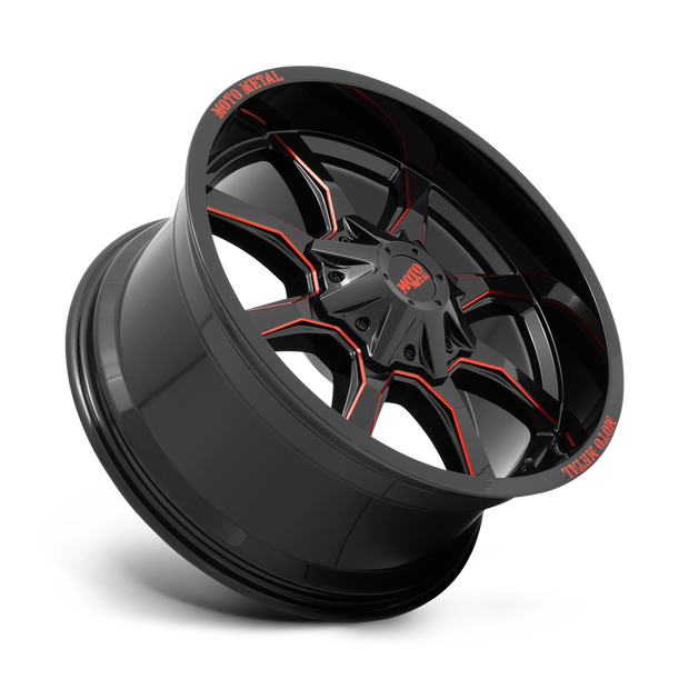 Moto Metal MO970 20x10 Gloss Black Machined w/Red Tinted Clear -24mm ET 125.5mm CB 8x165.1