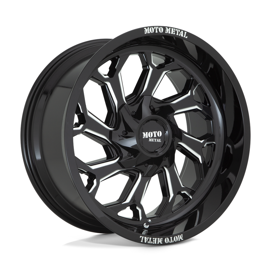 Moto Metal MO999 20x10 Gloss Black Milled -18mm ET 125.1mm CB 8x170
