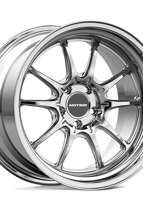 Chrome alloy wheel on a white background