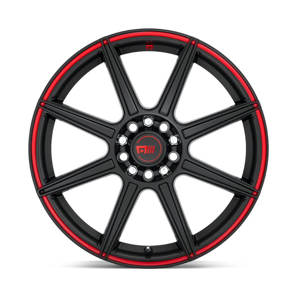 Motegi MR142 CS8 17x7 Satin Black w/Red Stripe 40mm ET 72.56mm CB 4x100/4x114.3