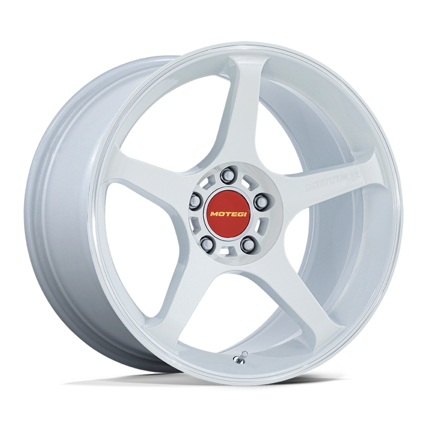 Motegi MR159 Battle V 18x9.5 Matsuri White Pearl w/Machined Lip Stripe 38mm ET 56.15mm CB 5x100
