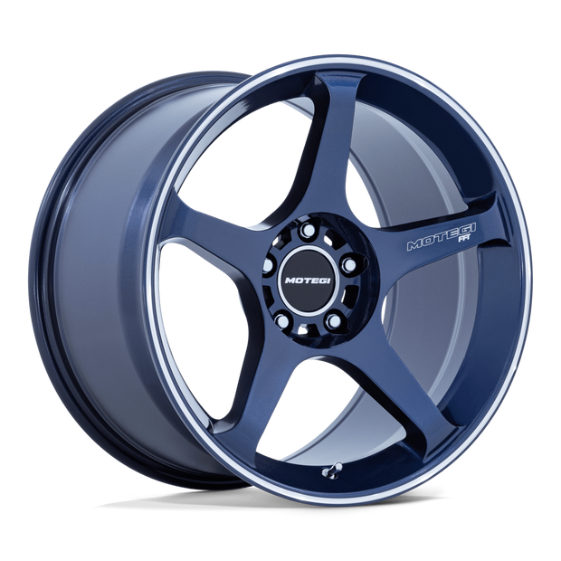 Motegi MR159 Battle V 18x9.5 Obsidian Blue w/Machined Lip Stripe 38mm ET 56.15mm CB 5x100