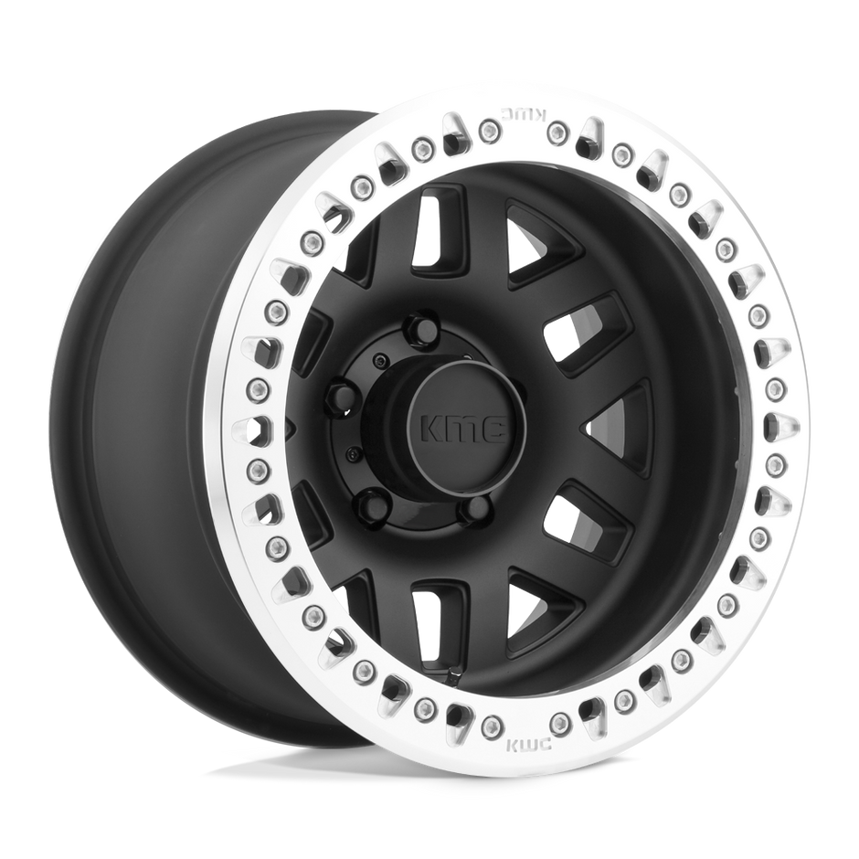 KMC Wheels KM229 Machete Crawl Beadlock 17x9 Satin Black w/Machined Ring -38mm ET 78.1mm CB 5x127