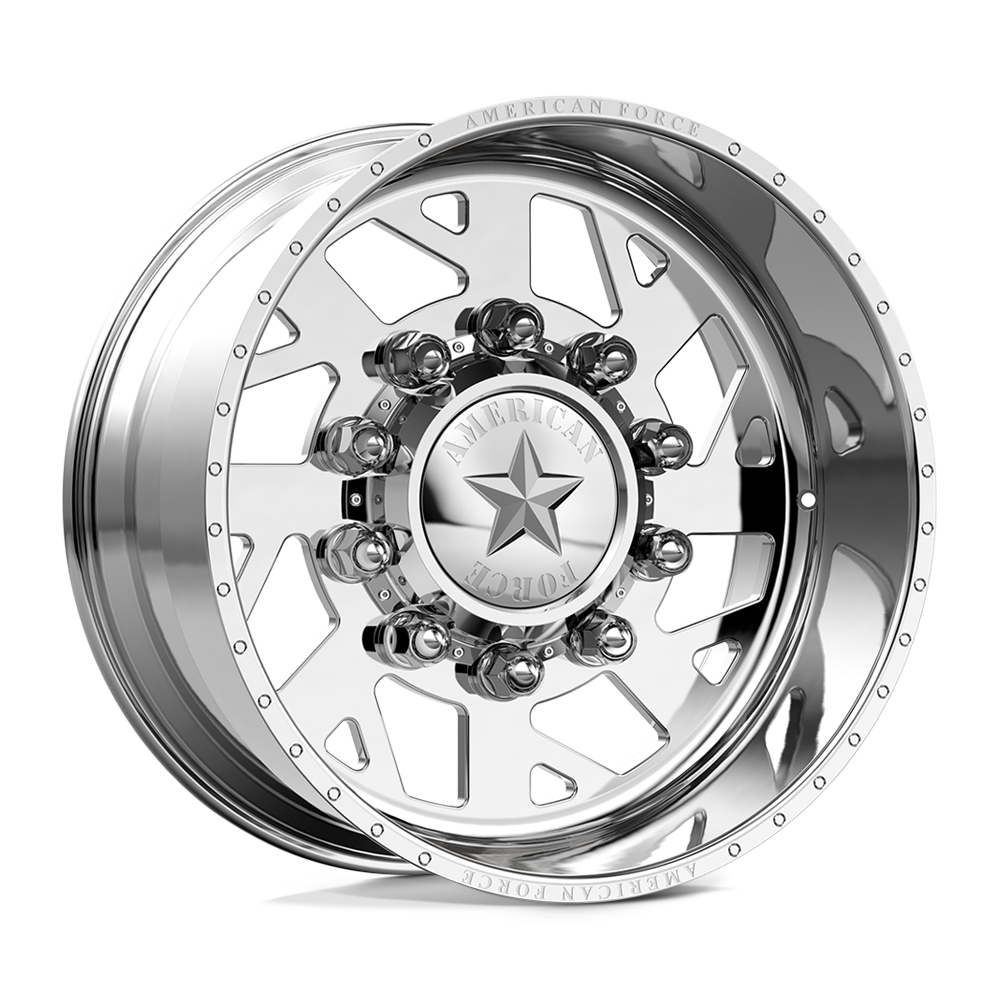 American Force Man OWar SD forged wheels in polished finish, three-quarter view
