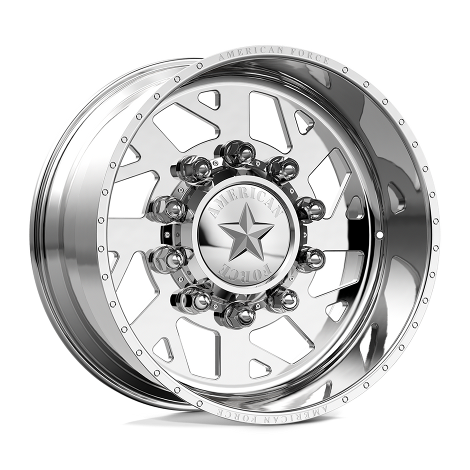 American Force Man OWar SD forged wheels in polished finish, three-quarter view