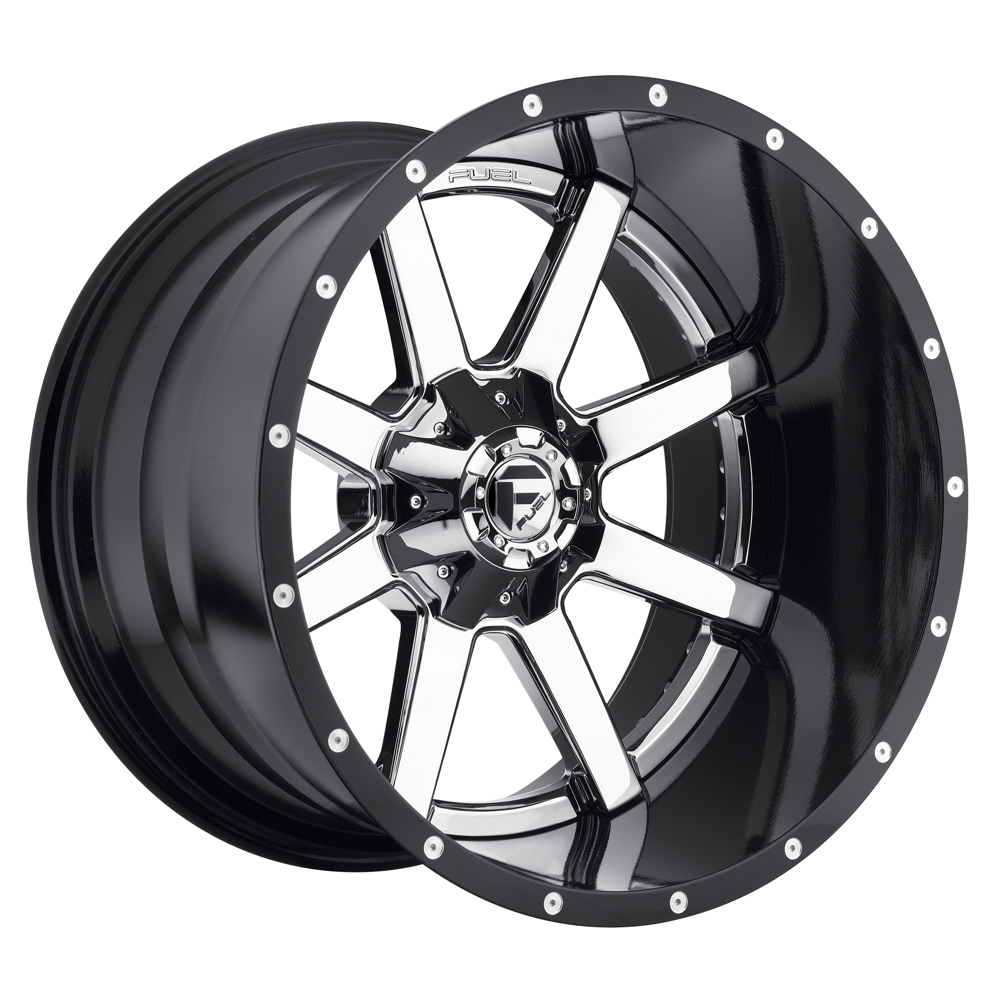 Fuel Wheels D260 Maverick 24x12 Chrome Plated w/Gloss Black Lip -44mm ET 125.1mm CB 8x165.1