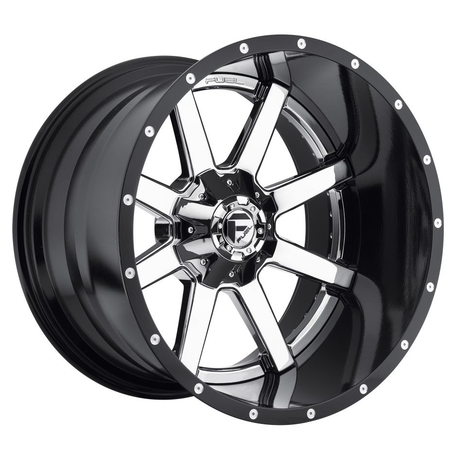 Fuel Wheels D260 Maverick 24x12 Chrome Plated w/Gloss Black Lip -44mm ET 125.1mm CB 8x165.1