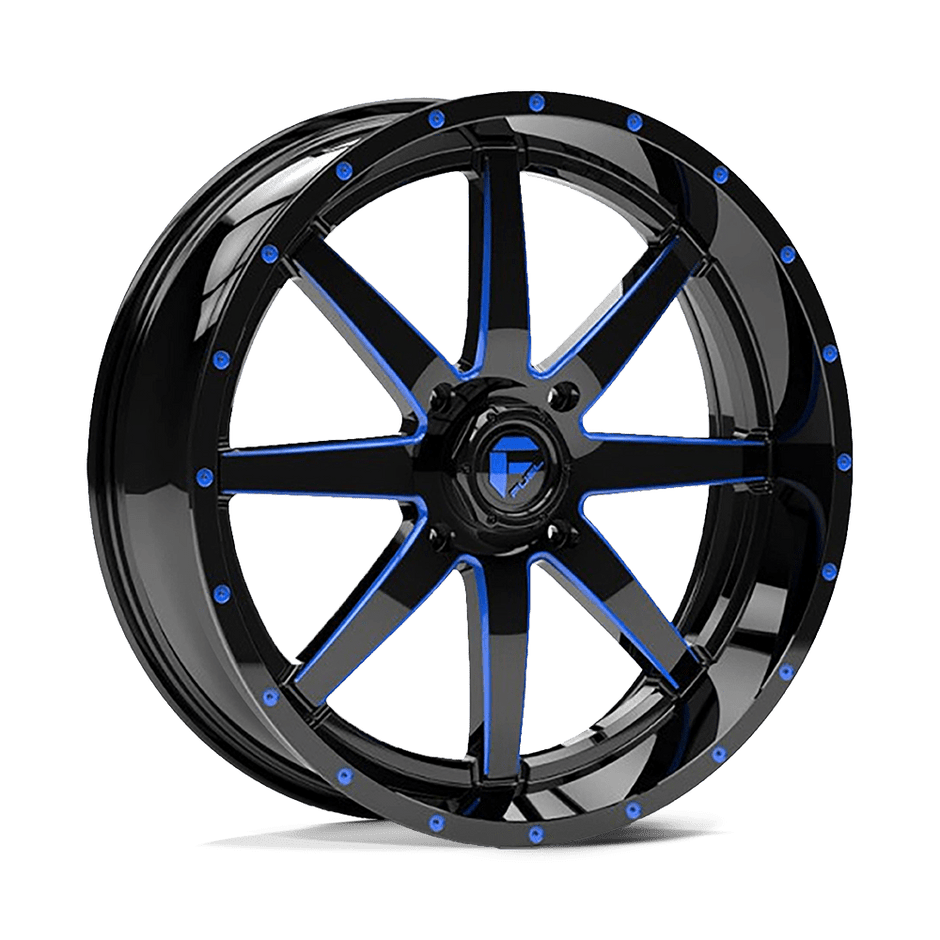 Fuel Wheels D651 Maverick UTV 20x7 Gloss Black Milled W/Blue Tint 13mm ET 132mm CB 4x156