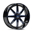 Fuel Wheels D651 Maverick UTV 20x7 Gloss Black Milled W/Blue Tint 13mm ET 132mm CB 4x156