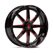 Fuel Wheels D650 Maverick UTV 20x7 Gloss Black Milled W/Red Tint 13mm ET 132mm CB 4x156