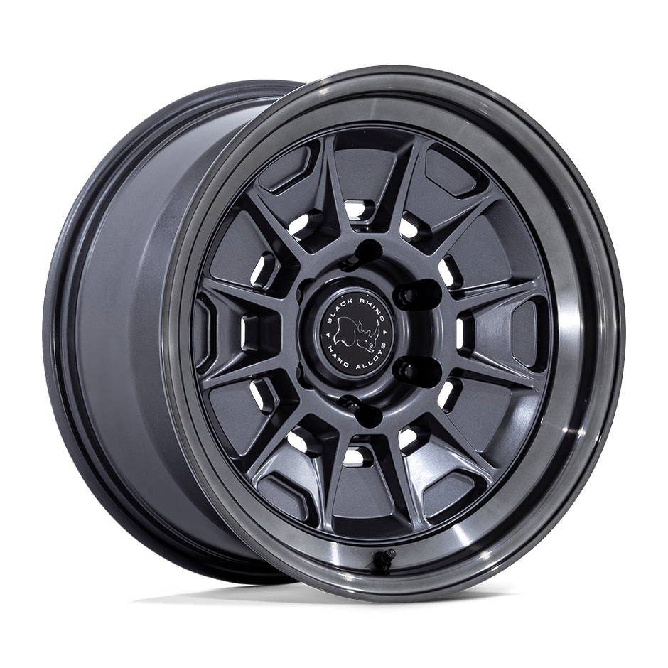 Black Rhino Hard Alloys BR021 Mondo 17x8.5 Matte Gunmetal w/Gloss Gray Lip -10mm ET 106.1mm CB 6x139.7