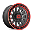 XD Wheels XD856 Omega 20x10 Satin Black Machined Lip w/Red Tint -18mm ET 124.2mm CB 8x180 wheel