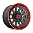 XD Wheels XD856 Omega 20x10 Satin Black Machined Lip w/Red Tint -18mm ET 125.1mm CB 8x170 wheel