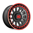 XD Wheels XD856 Omega 20x10 Satin Black Machined Lip w/Red Tint -18mm ET 78.1mm CB 5x127/5x139.7 wheel