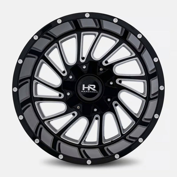 Hardrock Offroad Overdrive 22x10 Gloss Black Milled -25mm ET 87mm CB 5x127/5x139.7 wheel