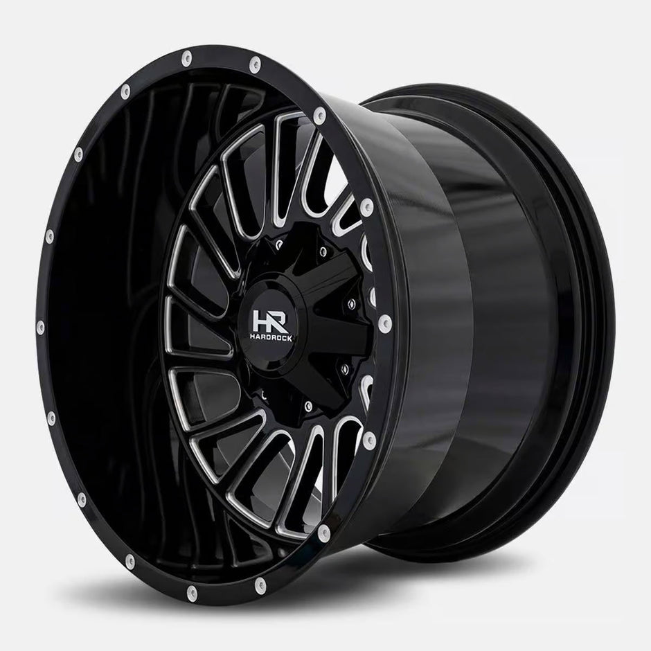 Hardrock Offroad Overdrive 20x10 Gloss Black Milled -19mm ET 110.3mm CB 5x150/5x139.7 wheel