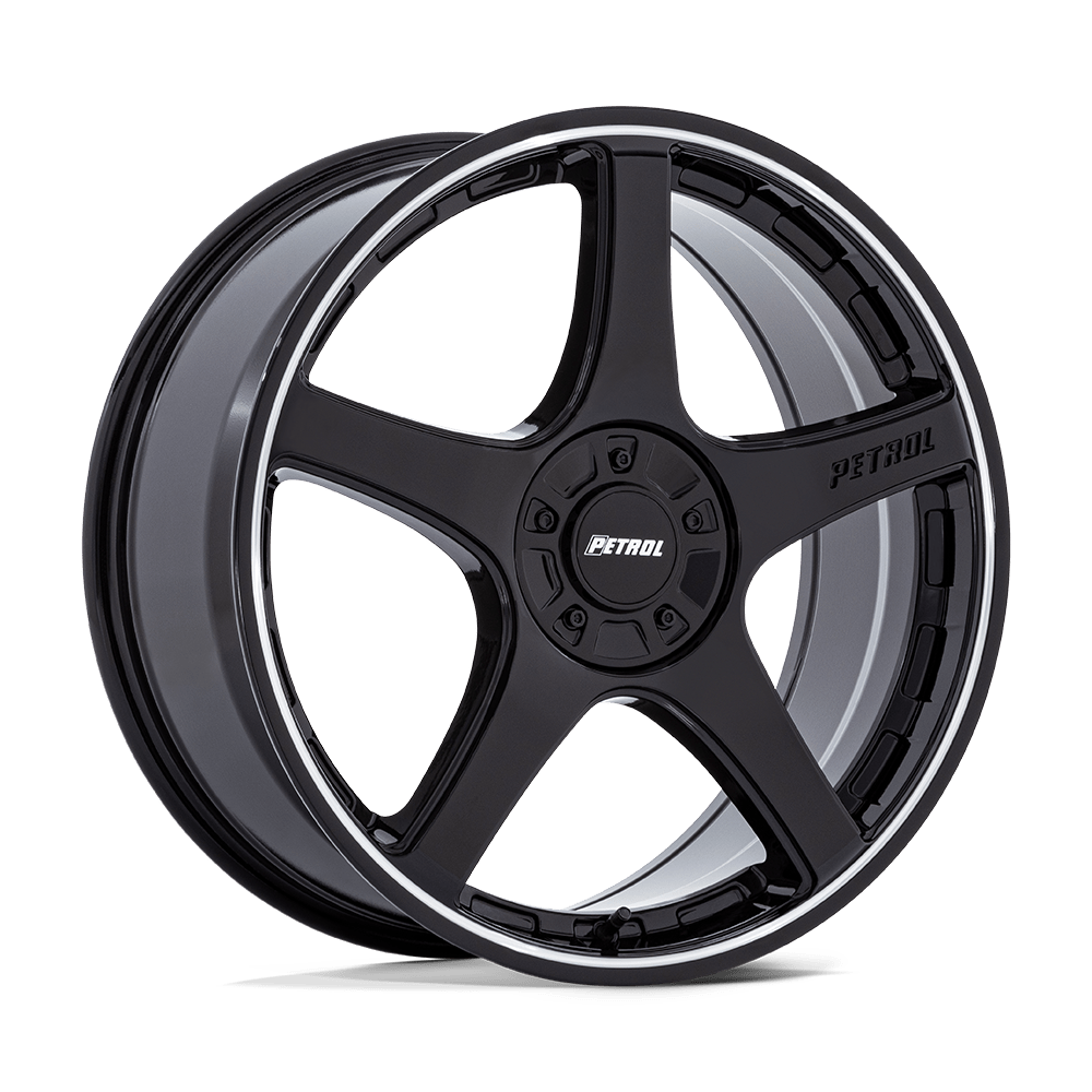 Petrol PE003 P2E 17x8 Gloss Black w/Machined Lip 40mm ET 72.56mm CB 5x108/5x114.3