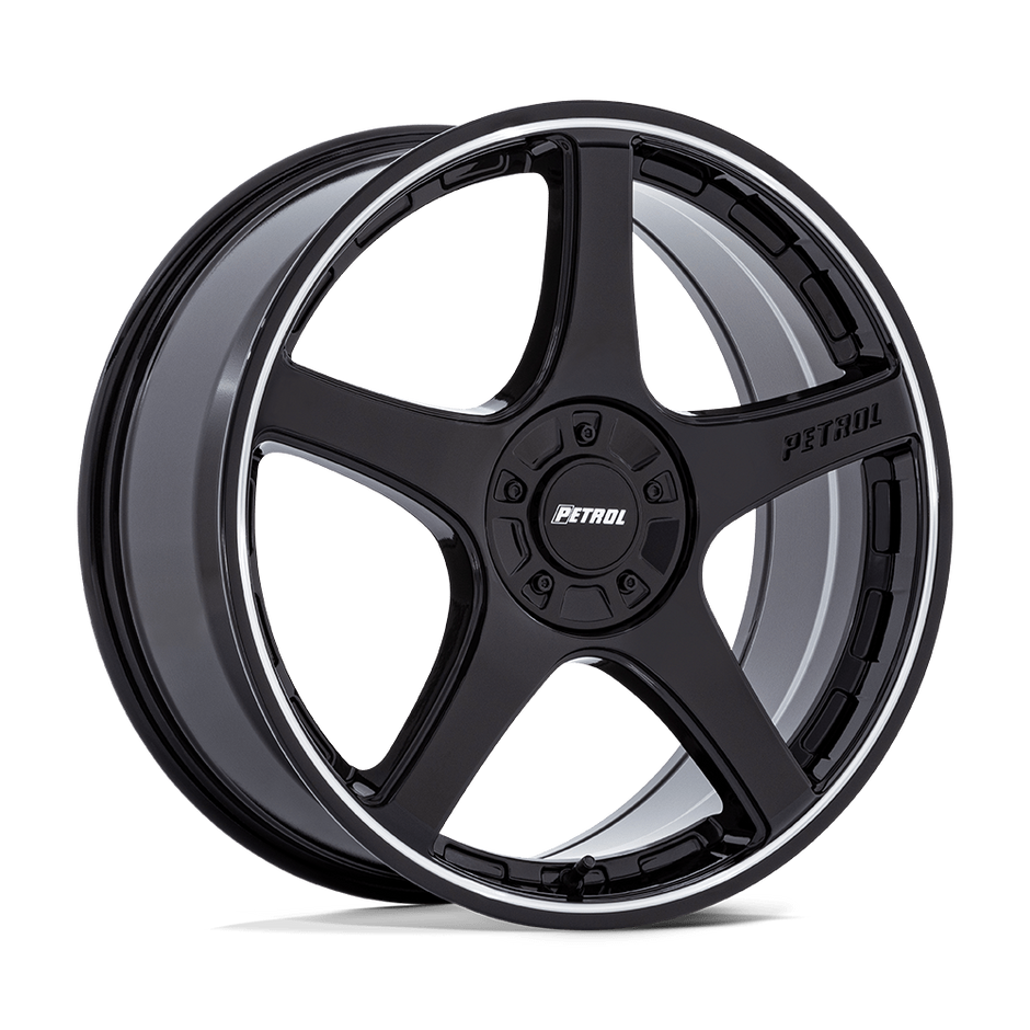 Petrol PE003 P2E 17x8 Gloss Black w/Machined Lip 40mm ET 72.56mm CB 5x108/5x114.3