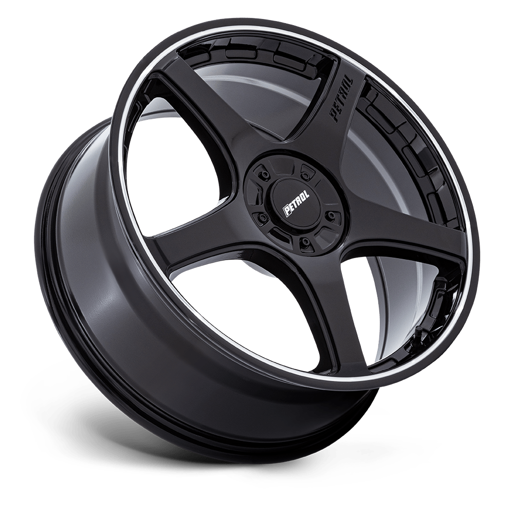 Petrol PE003 P2E 17x8 Gloss Black w/Machined Lip 40mm ET 72.56mm CB 5x108/5x114.3