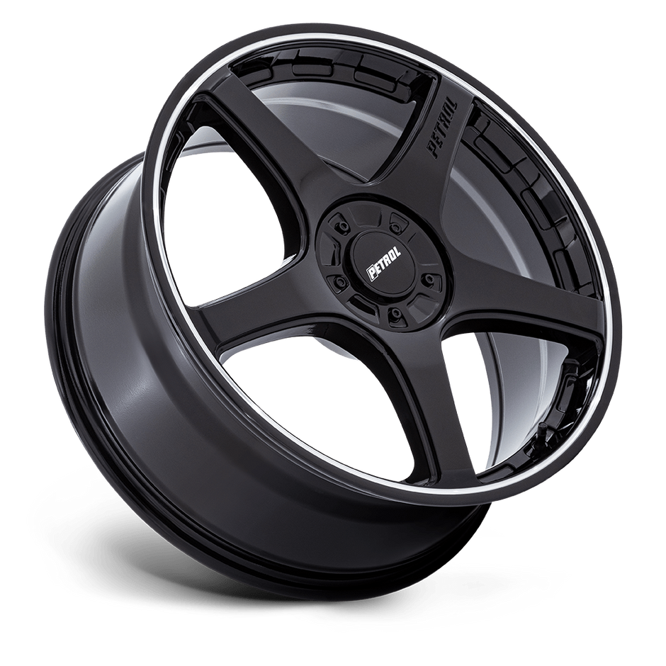 Petrol PE003 P2E 17x8 Gloss Black w/Machined Lip 40mm ET 72.56mm CB 5x108/5x114.3