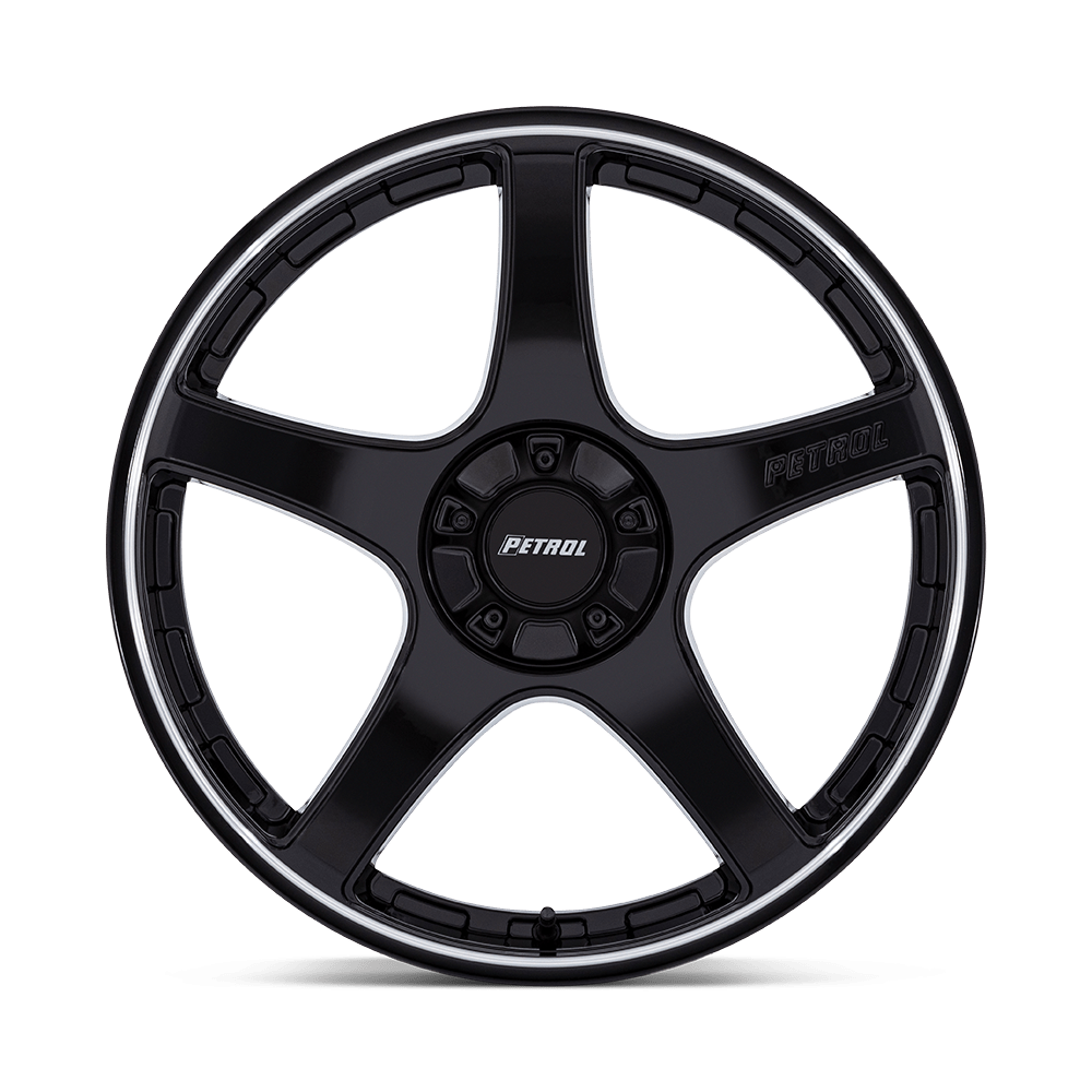 Petrol PE003 P2E 17x8 Gloss Black w/Machined Lip 40mm ET 72.56mm CB 5x108/5x114.3