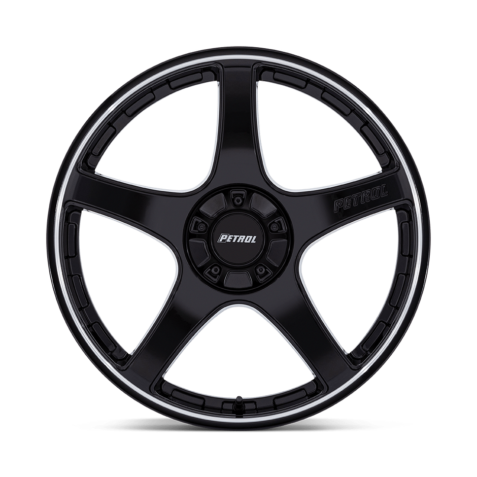 Petrol PE003 P2E 17x8 Gloss Black w/Machined Lip 40mm ET 72.56mm CB 5x108/5x114.3
