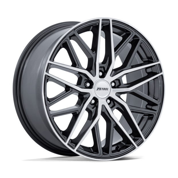 Petrol PE004 P3E 17x8 Gloss Gunmetal Brushed w/Machined Face 40mm ET 72.56mm CB 5x114.3