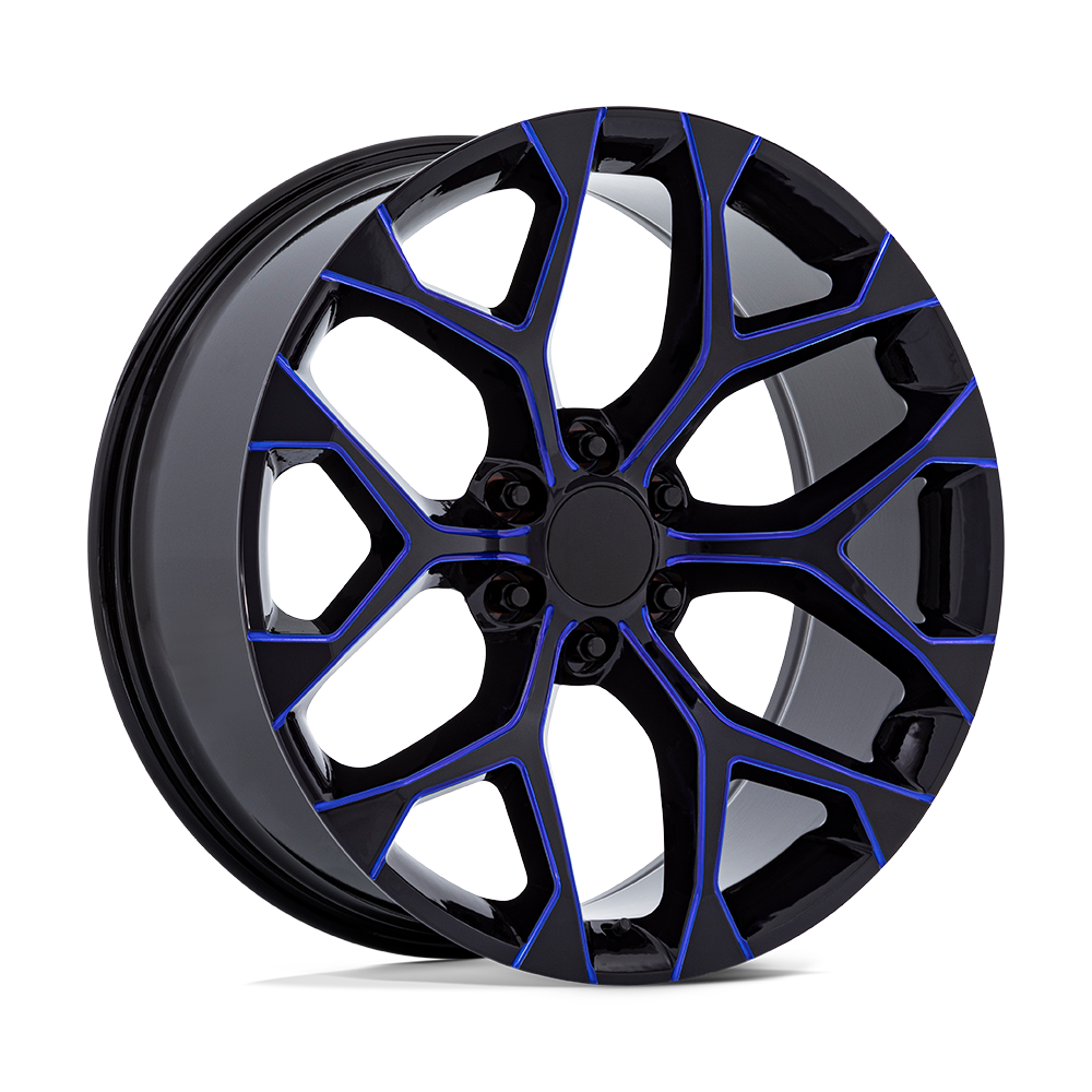Performance Replicas PR176 22x9 Gloss Black Machined w/Blue Milled 24mm ET 78.1mm CB 6x139.7