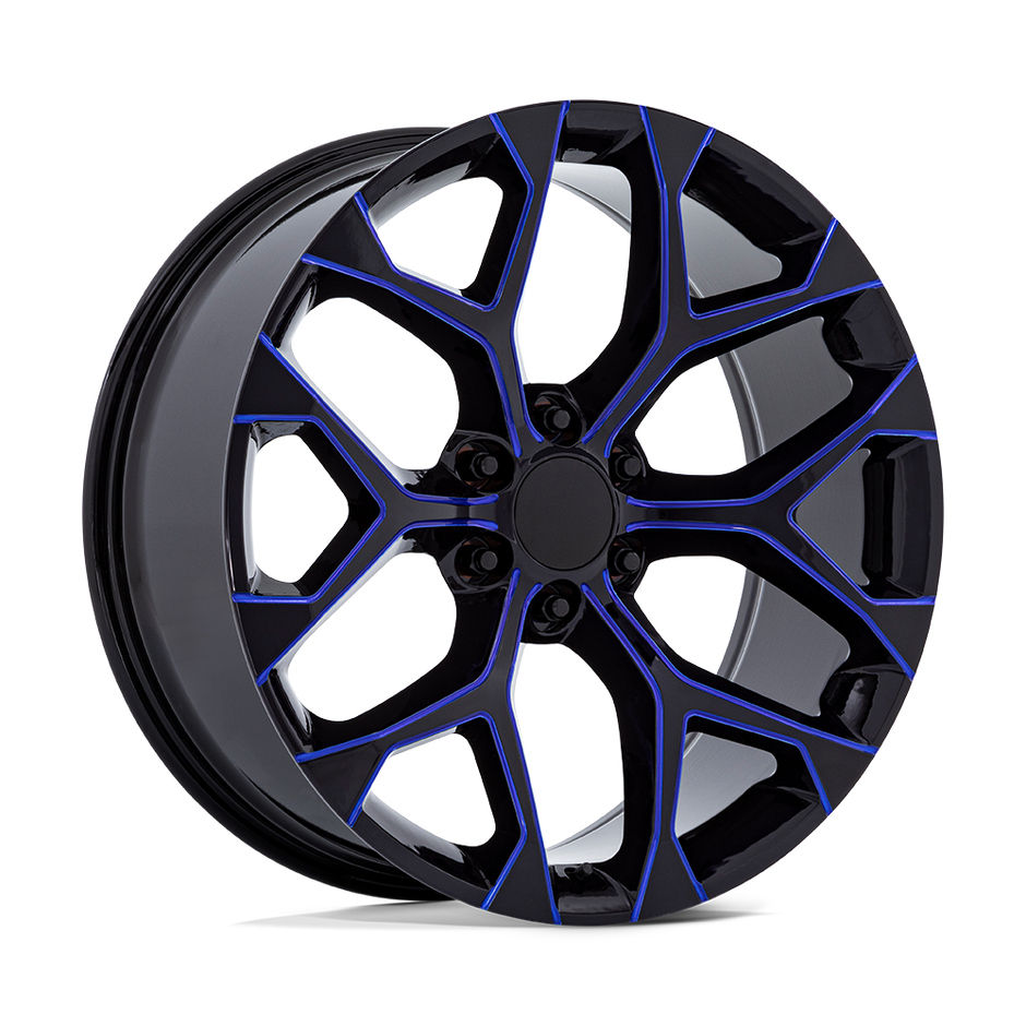 Performance Replicas PR176 22x9 Gloss Black Machined w/Blue Milled 24mm ET 78.1mm CB 6x139.7