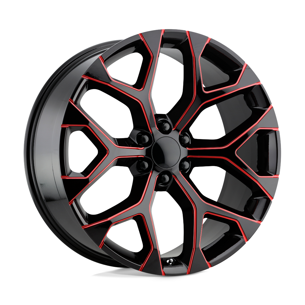 Performance Replicas PR176 22x9 Gloss Black w/Red Milled 24mm ET 78.1mm CB 6x139.7