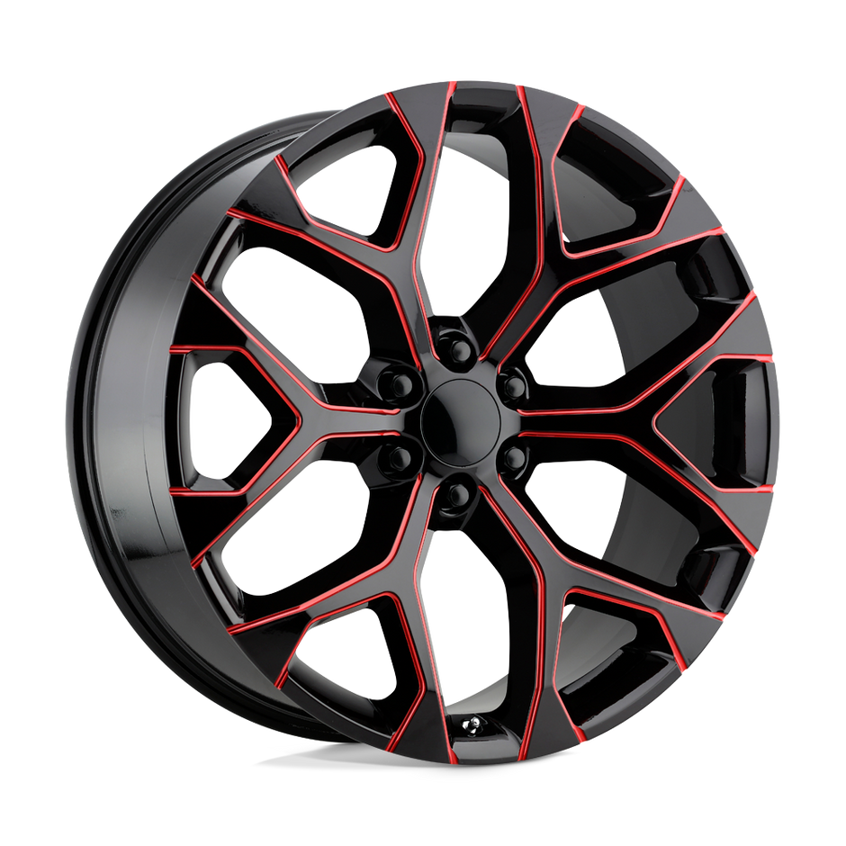 Performance Replicas PR176 22x9 Gloss Black w/Red Milled 24mm ET 78.1mm CB 6x139.7