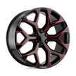 Performance Replicas PR176 22x9 Gloss Black w/Red Milled 24mm ET 78.1mm CB 6x139.7