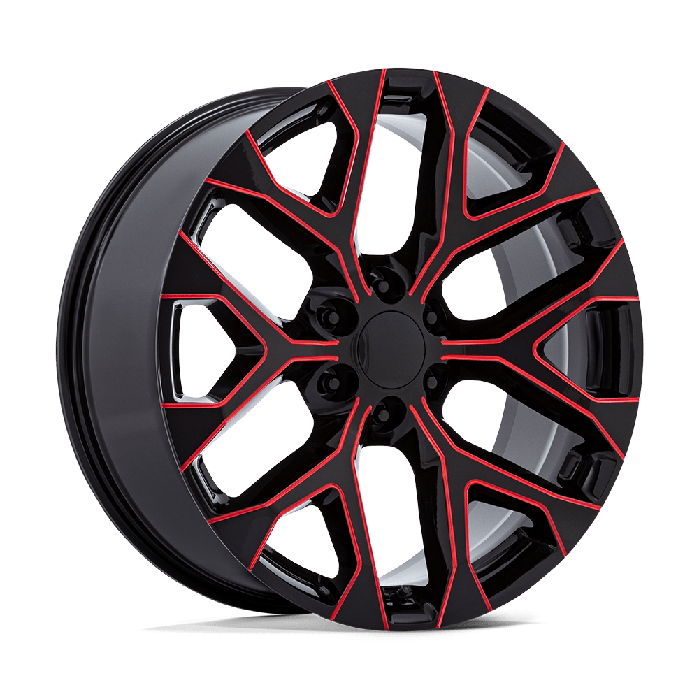 Performance Replicas PR177 22x9 Gloss Black w/Red Milled 24mm ET 78.1mm CB 6x139.7