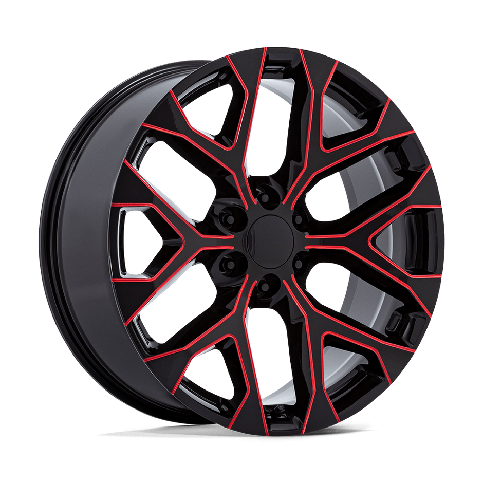 Performance Replicas PR177 22x9 Gloss Black w/Red Milled 24mm ET 78.1mm CB 6x139.7