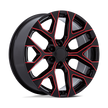 Performance Replicas PR177 22x9 Gloss Black w/Red Milled 24mm ET 78.1mm CB 6x139.7