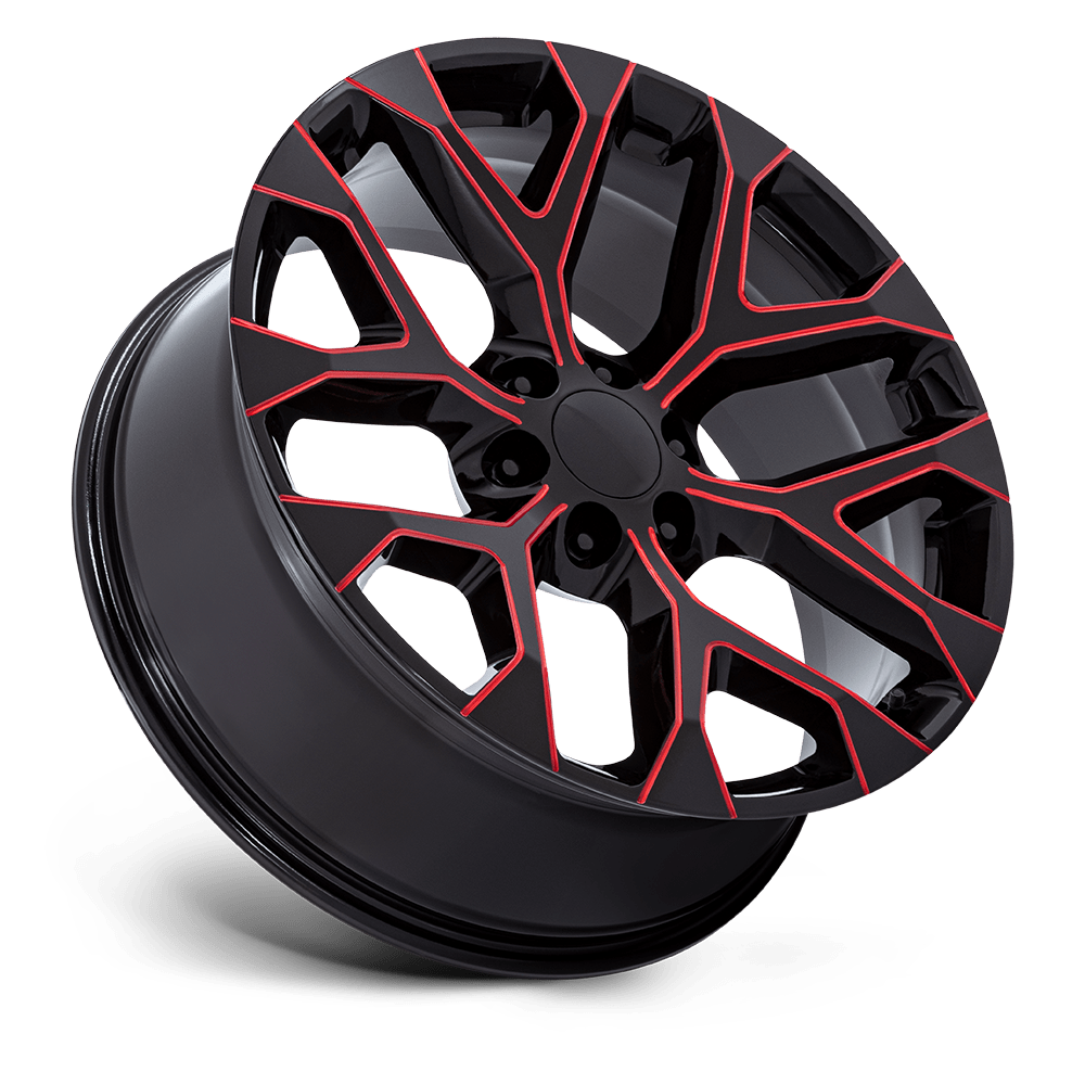 Performance Replicas PR177 22x9 Gloss Black w/Red Milled 24mm ET 78.1mm CB 6x139.7