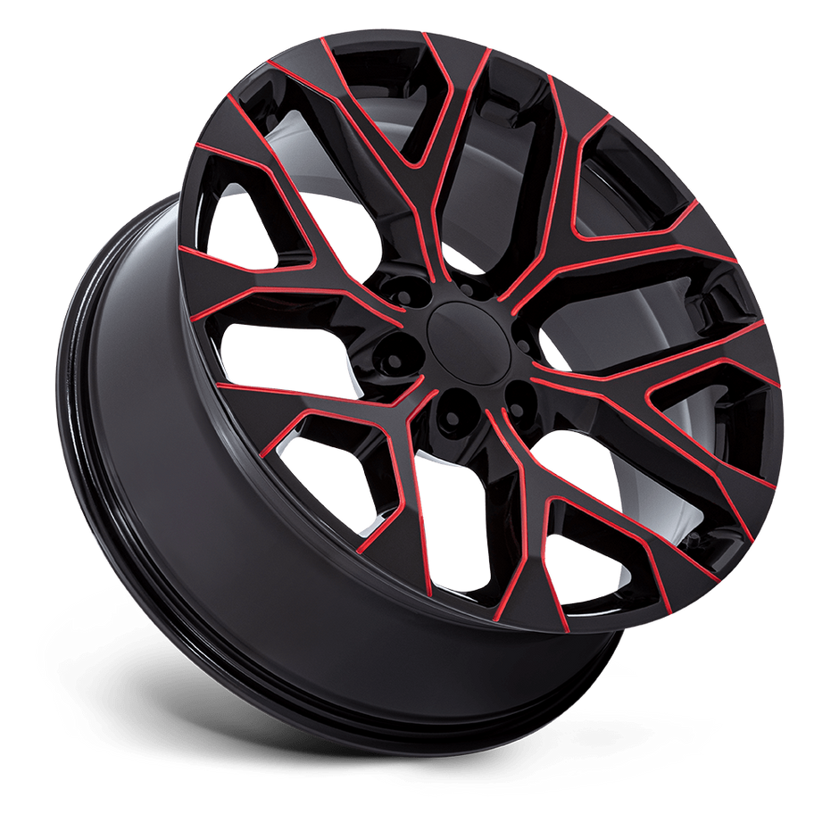 Performance Replicas PR177 22x9 Gloss Black w/Red Milled 24mm ET 78.1mm CB 6x139.7
