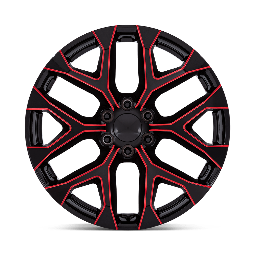 Performance Replicas PR177 22x9 Gloss Black w/Red Milled 24mm ET 78.1mm CB 6x139.7