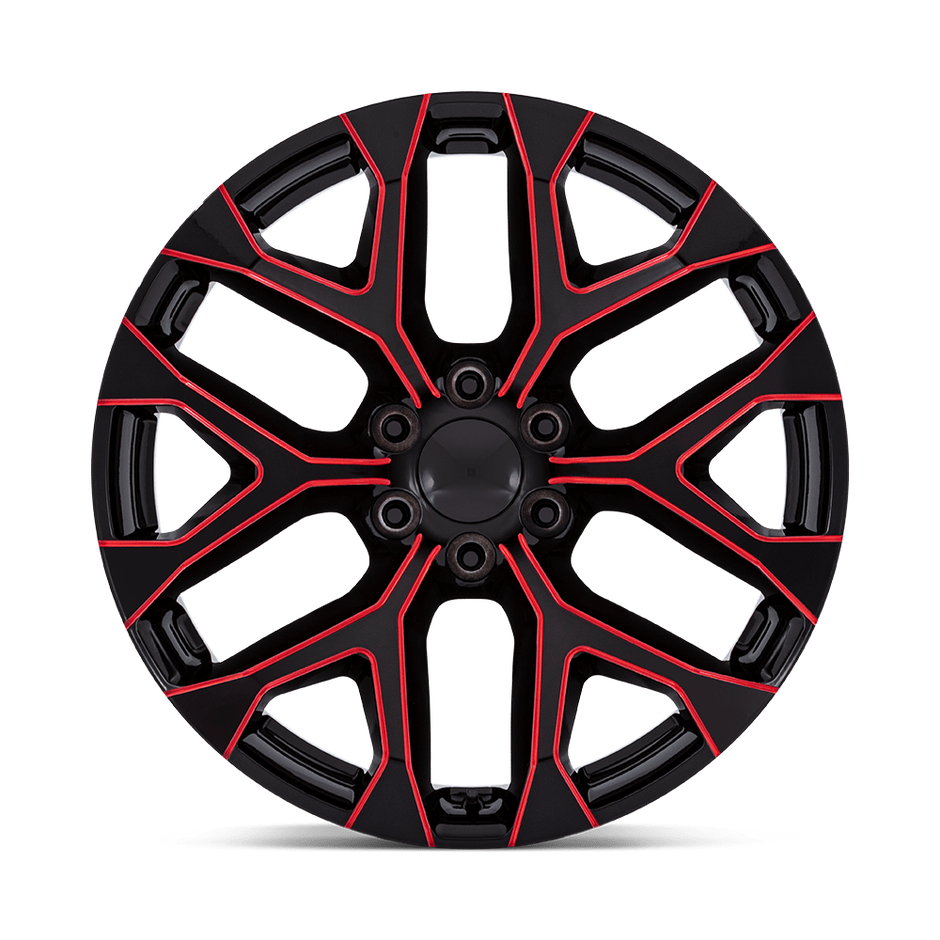 Performance Replicas PR177 22x9 Gloss Black w/Red Milled 24mm ET 78.1mm CB 6x139.7
