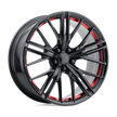 Performance Replicas PR194 20x11 Gloss Black w/Red Machined 43mm ET 67.06mm CB 5x120